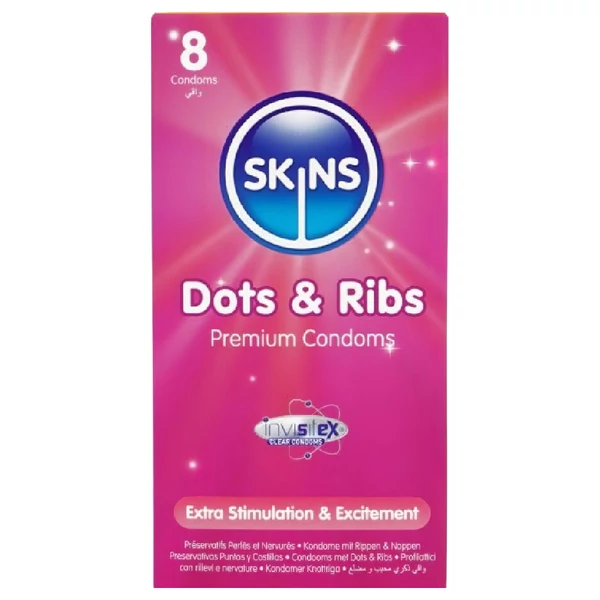 Skins - bordázott és pontozott óvszer (8db)