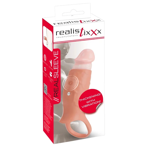 Realistixxx - nyitott, vibrációs péniszköpeny (natúr)
