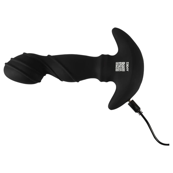 ANOS - lökő, mozgó golyós anál vibrátor (fekete)