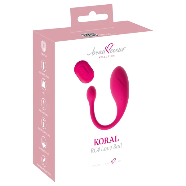 Beau Coeur Koral - vibrációs tojás távirányítóval (pink)