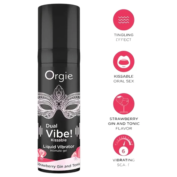 Orgie Dual Vibe - unisex folyékony vibrátor - Eper - Gin Tonic (15ml)