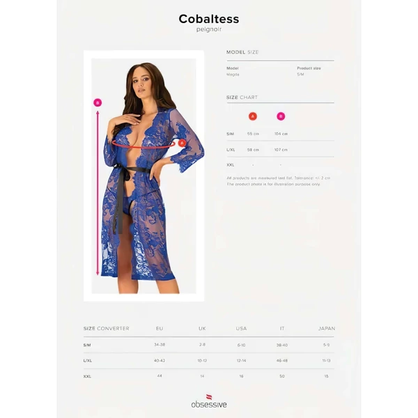 Obsessive Cobaltess - csipke köntös (kék)