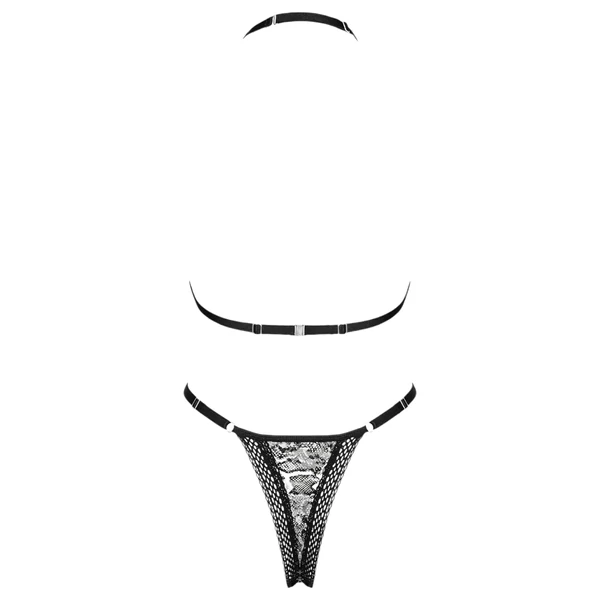 Obsessive Xenita - átlátszó mintás melltartó szett (szürke)