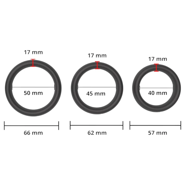 Men's Play - vastag péniszgyűrű szett - fekete (3db)