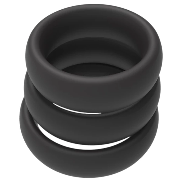 Men's Play - vastag péniszgyűrű szett - fekete (3db)