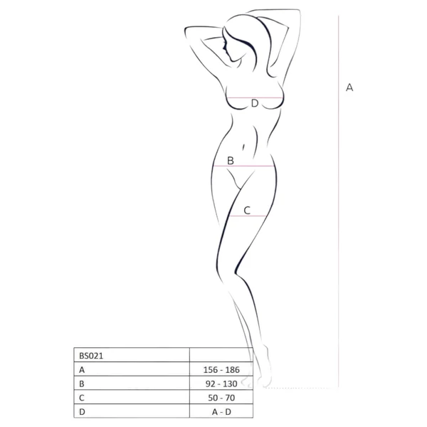 Passion BS021 - ujjatlan, nyitott necc overál (fehér) - S-L