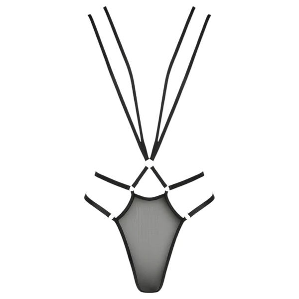 Passion Devil Meggy - fém gyűrűs testhám body (fekete)