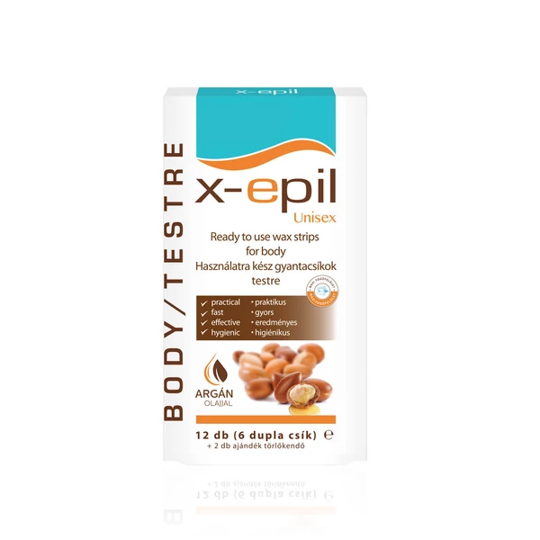 X-Epil - használatrakész gyantacsík argánolajjal (12db) - testre