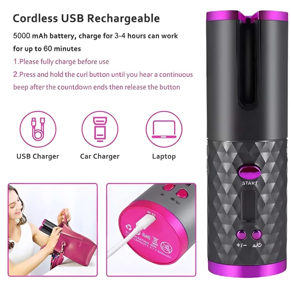 CAC - akkus hajgöndörítő szett (szürke-pink)