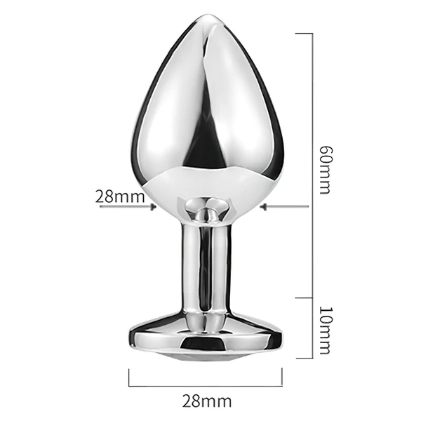 Sunfo - fém anál plug szív alakú piros kővel (ezüst)