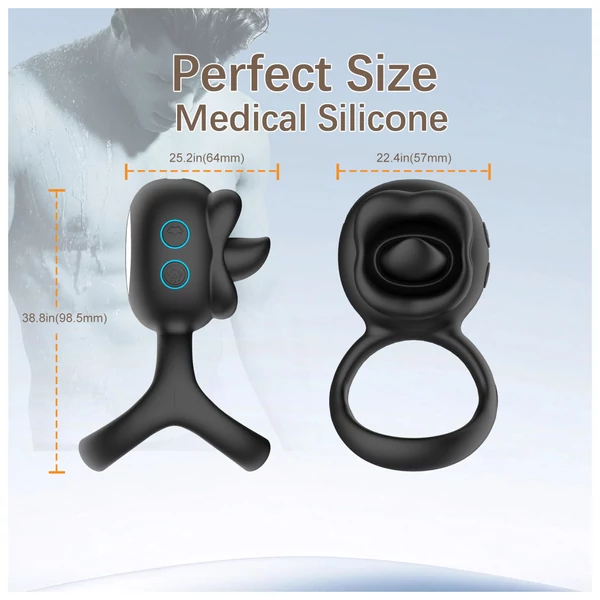 Biu-Biu - péniszgyűrű és nyaló csiklóvibrátor (fekete)