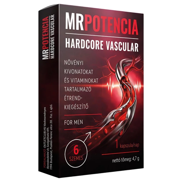 MrPotencia Hardcore Vascular - étrend kiegészítő kapszula férfiaknak (6db)