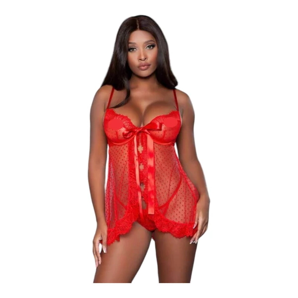 Be Wicked Emma - pöttyös babydoll (piros)