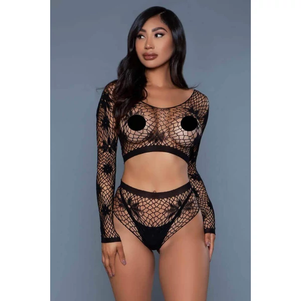 Be Wicked Floral Delight - két részes necc ruha (S-L) - fekete