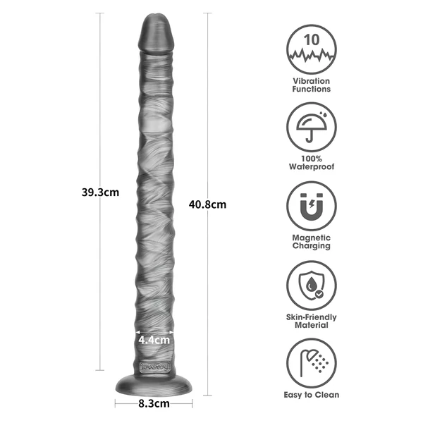 Lovetoy King Sized - extra nagy vibrátor - 40,5 cm (szürke)