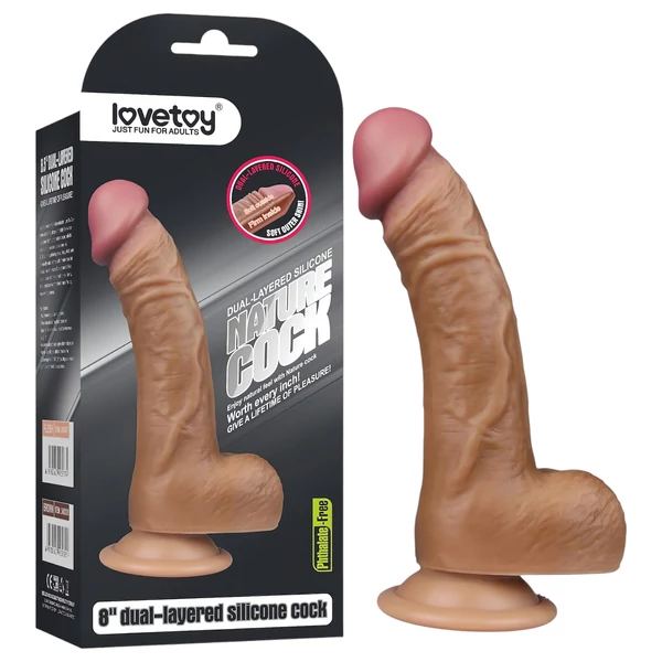 Lovetoy - élethű, hajlított dildó - 22cm (natúr)