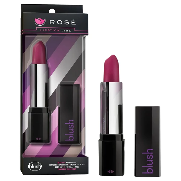 Blush Lipstick Rosé - vízálló rúzs vibrátor (fekete-pink)