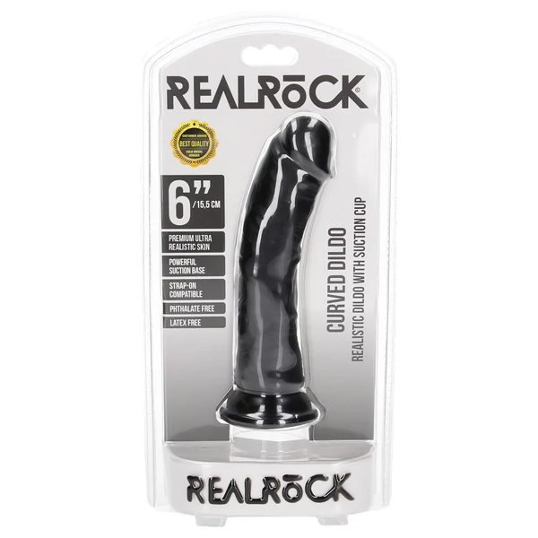 RealRock - tapadókorongos realisztikus dildó - 15,5cm (fekete)