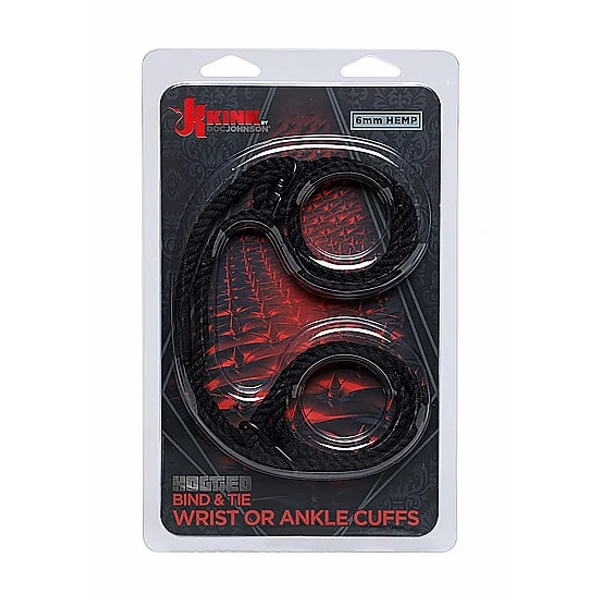 Doc Johnson Hogtied - kender csukló- vagy bokabilincs - 6 mm (fekete)