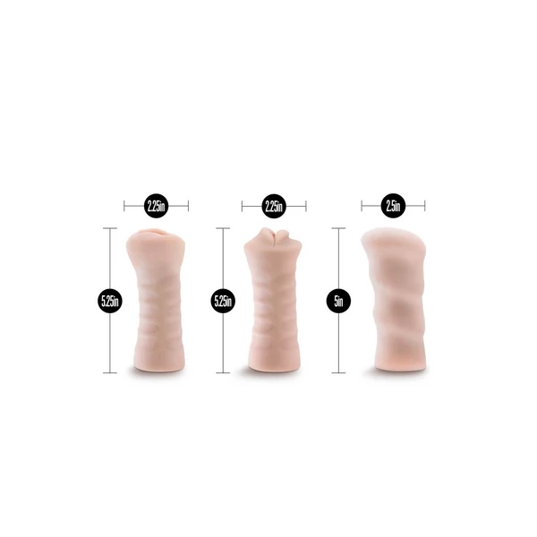 M For Men 3 Pack - vibrációs maszturbátor szett (natúr)