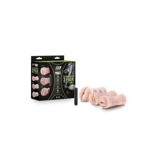 M For Men 3 Pack - vibrációs maszturbátor szett (natúr)