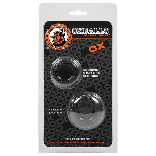 OXBALLS - bordázott péniszgyűrű szett (áttetsző)