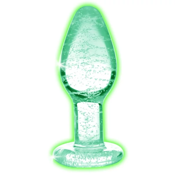 Booty Sparks Glow in the Dark L - üveg anál plug (átlátszó)