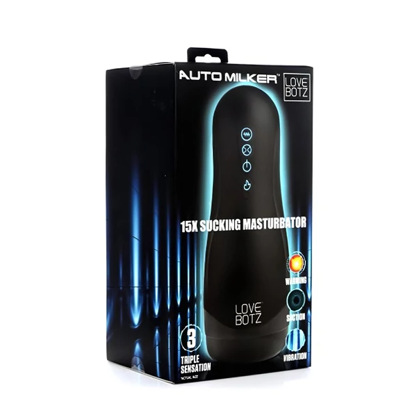 Lovebotz Auto Milker - vízálló szívó-rezgő maszturbátor (fekete)