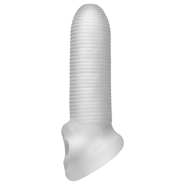 Fat Boy Micro Ribbed - péniszköpeny (15cm) - fehér