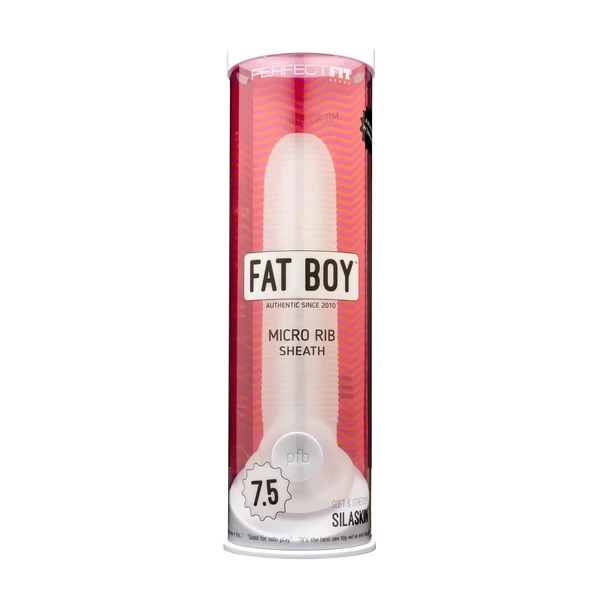 Fat Boy Micro Ribbed - péniszköpeny (19cm) - fehér