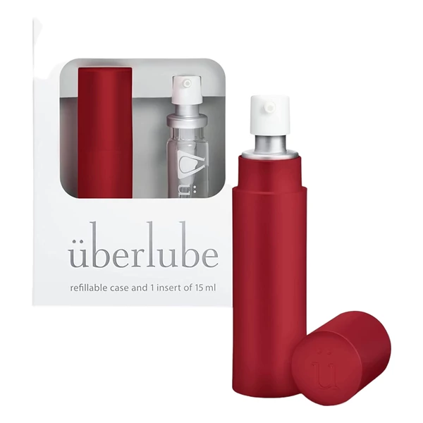 Überlube - utazó tokos szilikonos síkosító - piros (15ml)