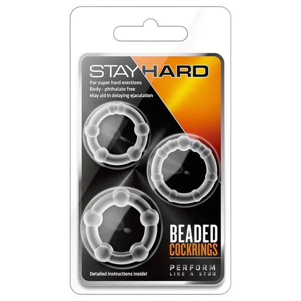 Stay Hard - változatos péniszgyűrű szett - 3db (áttetsző)
