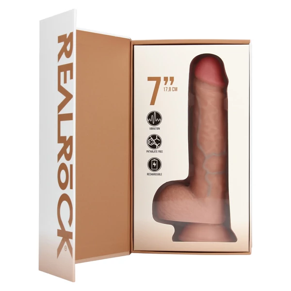 REALROCK - tapadókorongos vibrátor - natúr (18cm)