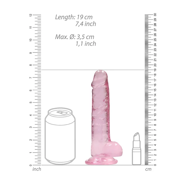 REALROCK - átlátszó élethű dildó - pink (17cm)