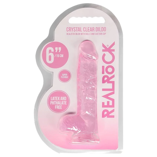 REALROCK - átlátszó élethű dildó - pink (15cm)