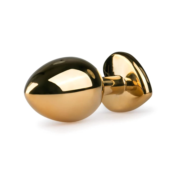 Easytoys Metal No.7 - pink köves, kúp anál plug - arany (3cm)