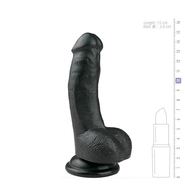 Easytoys - tapadókorongos, herés dildó (15cm) - fekete
