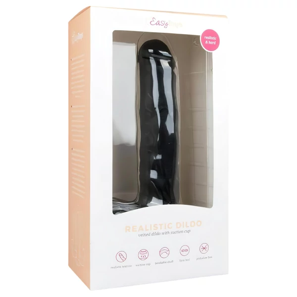Easytoys - tapadókorongos, herés nagy dildó (29,5cm) - fekete