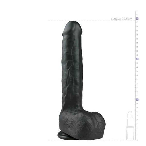 Easytoys - tapadókorongos, herés nagy dildó (29,5cm) - fekete