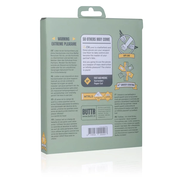 BUTTR Gauntlets - latex fisting, ökölszex kesztyű (fekete)