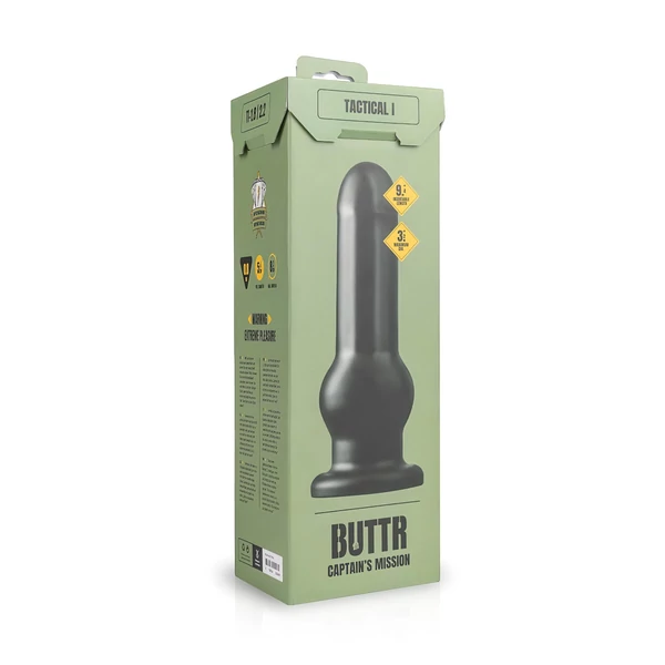 BUTTR Tactical I - tapadókorongos dildó (fekete)