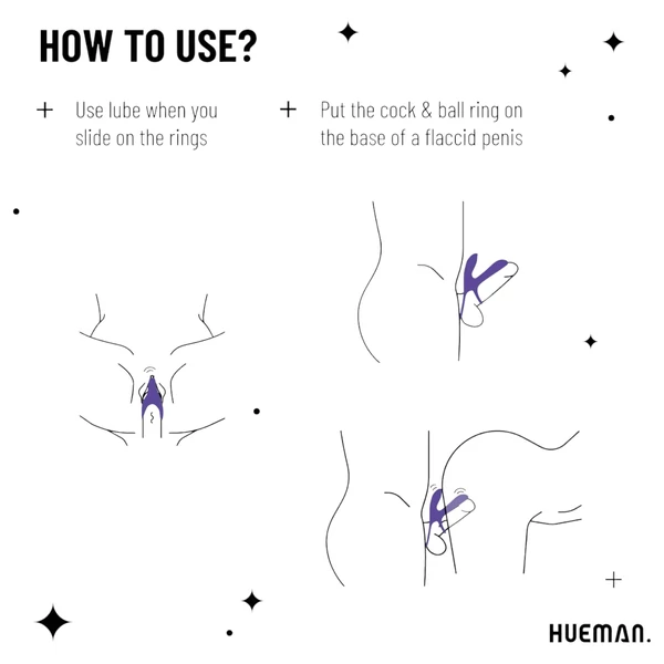 Hueman Infinity Ignite - vibrációs pénisz- és heregyűrű (lila)