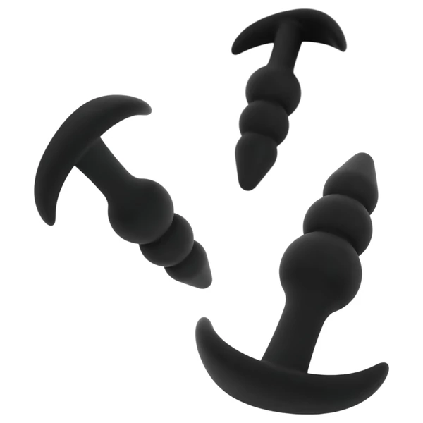 EasyToys - gömbös anál plug szett - 3 részes (fekete)
