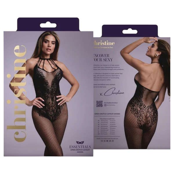 Christine - csipke mintás necc overál - (fekete) - XS-XL