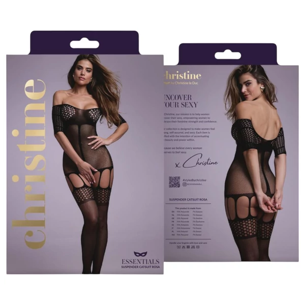 Christine - áttetsző necc overál - (fekete) - XS-XL