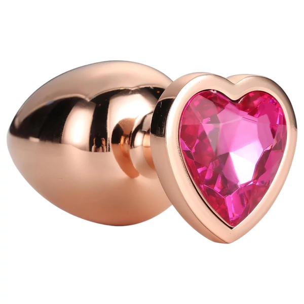 Gleaming Love - alumínium plug szív alakú kővel - M (rózsaarany)