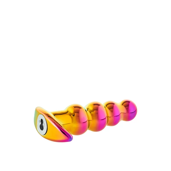 Glamour Glass - rádiós, üveg anál vibrátor - gömbös (színes)