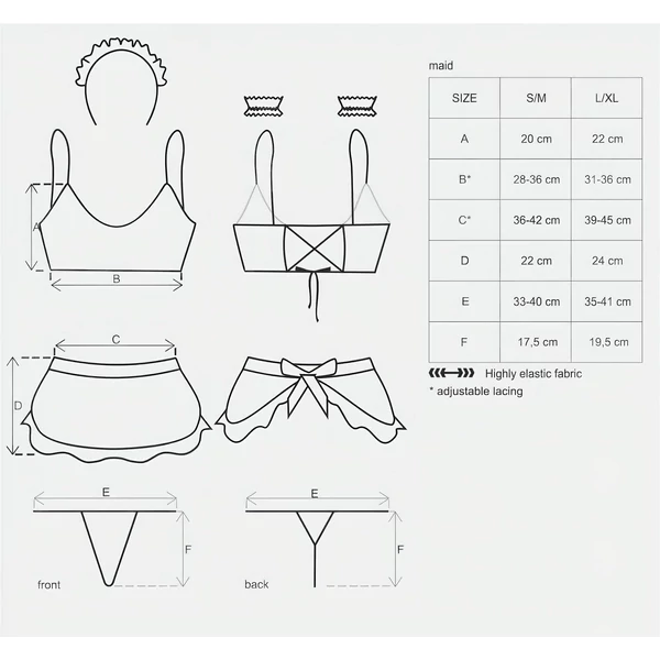 Obsessive Maid - szobalány jelmez szett (5 részes)