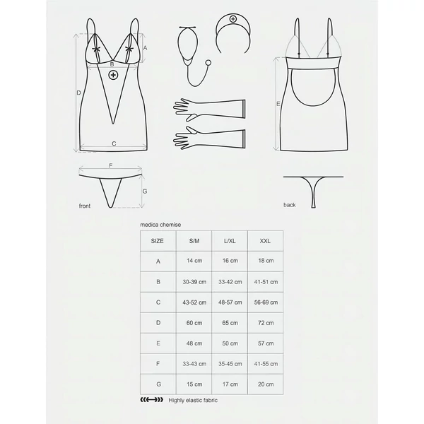 Obsessive - Csipke nővérke jelmez szett - fehér