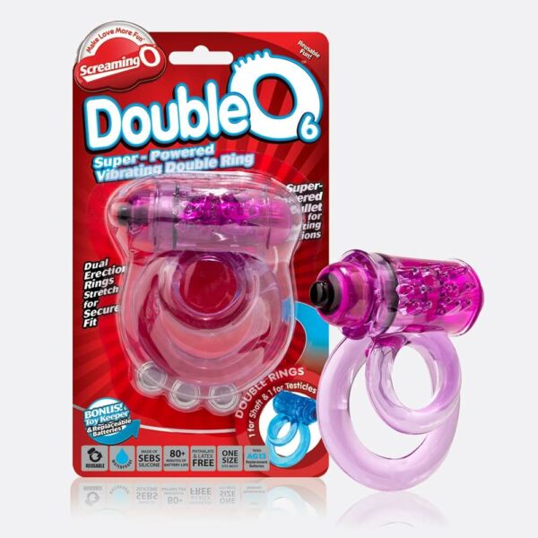 Screaming DoubleO 6 - vibráló pénisz- és heregyűrű (lila)